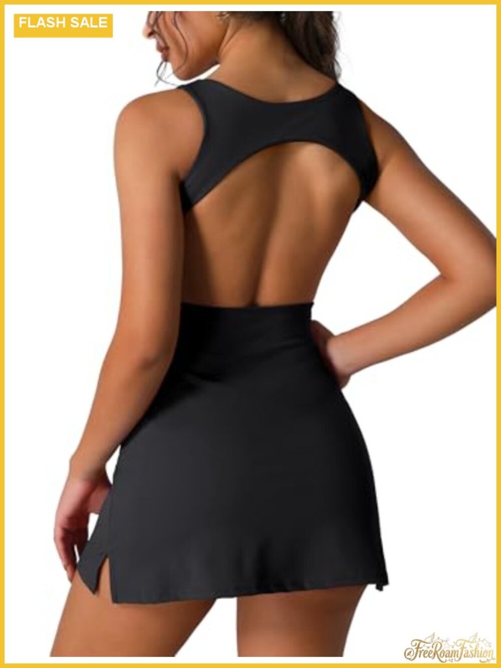 Women's Sleeveless Tennis Dress with Built-in Shorts and Pockets